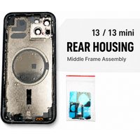 Tylna obudowa do iPhone 13 13Mini, tylna klapka baterii, tylna szybka + środkowa ramka, tacka SIM, wymiana bocznych przycisków, logo CE