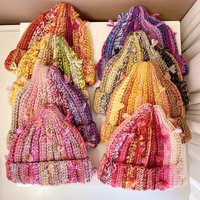 Japanese Style Niche Colored Fringed Wool Hat Women Autumn Winter Japanese Warm Ear Protection Contrasting Knitted Beanie Hat