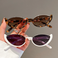 AliExpress NONE New Small Cat Eye Sunglasses Women Men Trendy Vintage Shades Eyewear Fashion Driving Cycling Sunglasses Half-frame Sun Glasses