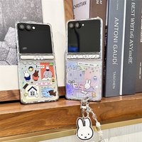 Cute Elephant Miffy Rabbit Phone Case for Samsung Galaxy Z Flip6 7 FE Flip5 Cover With Hinge Kawaii Bear Cases for zflip7 Funda
