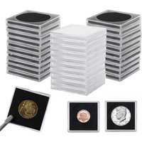 20Pcs Coin Capsule Holder Adjustable Gaskets Organizer Storage Box Acrylic Square Medal Coin Protection Box Display 20mm-40mm