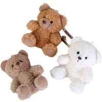 12cm Cute Curly Sitting Teddy Bear Plush Toys Stuffed Animal Bag Pendant DIY Wedding Gift Box Keychain Small Dolls