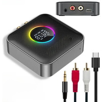 RGB Light Bluetooth 5.4 Audio Receiver Transmitter DSP Wireless Adapter FM USB 3.5MM AUX RCA Stereo HIFI Music Adapter With Mic