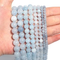 1 Strand 4/6/8/10mm Natural Stone Beads Aquamarines Rondelle Round Spacer Beads For Jewelry Making DIY Bracelet Accessories