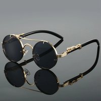 Men Vintage Round Sunglasses Fashion Double Bridge Multicolor Shades Women Retro Trendy Brand Luxury Design Sun Glasses