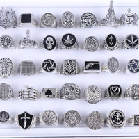 Wholesale Bulk Lot 25pcs Mens Punk Vintage Metal Jewelry Rings For Women Size 8-11 Mix Different Style