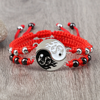 Yin Yang Dragon Tai Chi Couple Bracelet Black White Matching Handmade Braided Bracelets for Friendship String Jewelry Lover Gift