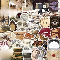 50pcs Dark Academia Aesthetic Stickers Anime Decal Laptop Notebook Phone Cartoon Graffiti Vintage Decorative PVC Sticker