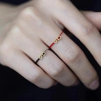 Cute Adjustable Woven Black Red Rope Rings Lovely Gold Color Flower Coin Wealth Rings Lucky Women Finger Jewelry anillos mujer
