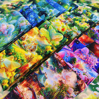 Cotton Fabric HD Digital Printing Flowers Plants Fantasy Castle for Sewing DIY Handmade by Half Meter