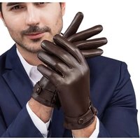 AliExpress NONE Winter Genuine Sheepskin Leather Gloves Men Warm velvet lined Full Finger Touchscreen Outdoor Cycling Driving Motorcycle Gloves