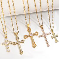 Religious Cross Necklace For Women Men Stainless Steel Chain Necklaces Christian Pendant Collar Pray Baptism Christmas Gift