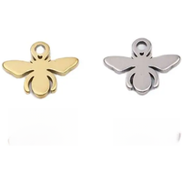 10pcs Wholesale Stainless Steel Pretty Mini Bee Charms Pendant DIY Necklace Earrings Bracelets Unfading Colorless 2 Colors