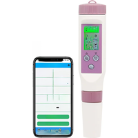 Bluetooth 7 in 1 Multifunctional pH TDS EC ORP Salinity SG Temp Meter Pen Type IP67 ATC for Hydroponics, Aquarium