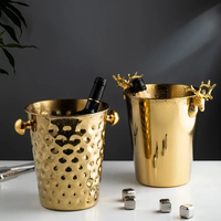 Fashionable and Creative Ice Bucket Stainless Steel Golden Hammer Pattern Ice Bucket Red Wine Champagne Ice Wine Barrel