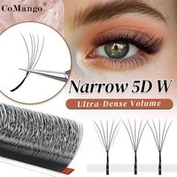 CoMango Narrow 5D W Shape Eyelash Extension 12Rows Automatic Flowering V Shaped Lash Premade Fans Natural Soft Individual Makeup