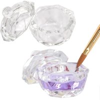 Nail Art Glass Cup with Lid for Acrylic Liquid, Brush Cleaner, Nail Art Dappen Dish