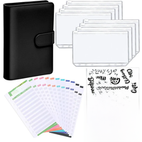 A6 PU Leather Notebook Binder Budget Planner Organizer 6 Ring Binder Cover 8 Binder Pockets And 12 Pieces Expense Budget Sheets