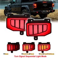 2Pcs LED Rear Fog Lamp For Jeep Gladiator 2019 2020 2021 2022 Car Bumper Brake Light Reflector turn Signal Indicators