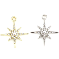 DoreenBeads Fashion Galaxy Charms Star Rhinestone Silver Color Metal Pendants DIY Making Necklace Earrings Women Jewelry,5PCs