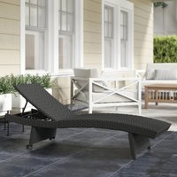 Outsunny Outdoor PE Rattan Sun Lounger, Folding Wicker Garden Lounger Recliner with 4-Level Adjustable Backrest