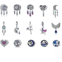 Bamoer 925 Sterling Silver Moon Charm Star Trinket Cat Travel Dreamcatcher Bead Cute Original for Women Daily Fine Jewelry Gifts
