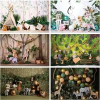 Wild One Photography Background Safari Jungle Animals Boy 1st Birthday Party Cake Smash Decoratio Backdrop For Photo Studio