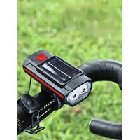 AliExpress NONE Solar Bicycle Light with Horn 120dB TYPE-C Rechargeable MTB Road Bike Front Lamp Flashlight Bicycle Light 1200 mah