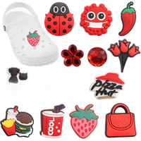 1-13Pcs PVC Strawberry Chili Cool Shoe Charms Buckle Clog Hamburger Shoe Decoration Fit DIY Kids Cute Holiday Gift