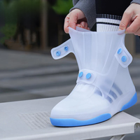 Shoe Waterproof Cover Men Women Rain Shoes New Blue Overshoes Washable Portable Big Open TPE Shoe Cover Button Durable Galoshes