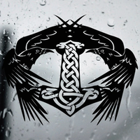 Nordic Thor Hammer Vikings Wall Sticker Anime Mjölnir and Huginn & Munin Weapon Wall Decal Bedroom Vinyl Home Decor