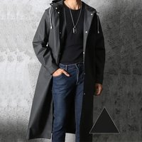 AliExpress NONE Fashion black adult windbreaker style waterproof long raincoat women's men's hooded outdoor motorcycle, bicycle, hiking, fishing