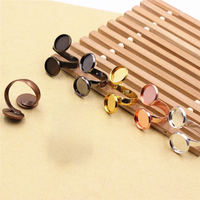 Fit 12mm Cabochons Copper Double Head Ring Round Blank Setting Bezel Tray Cabochon Ring Base For DIY Making 5pcs/lot K06079