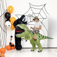 Inflatable Dinosaur Costume Riding T Rex Air Blow Up Funny Fancy Dress Party Halloween Costume for Adult Cosplay Party