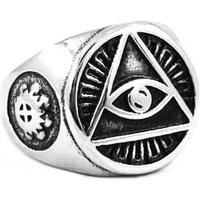 Illuminati Pyramid Eye Symbol Ring High Quality Stainless Steel Jewelry Silver Color Gold Motor Biker Men Ring Wholesale SWR0377