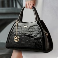 Luxury Patent Leather Handbags for Women Designer Crocodile Pattern Women's Shoulder Crossbody Bag Hobos Ladies Messenger Stone