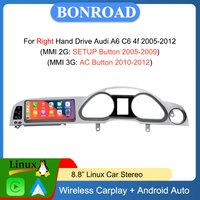 Bonroad 8.8" Linux Wireless Carplay Android Auto TouchScreen For RHD Audi A6 C6 4f 2005-2012 MMI 2G 3G Airplay Mirror Link Radio