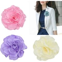 Vintage Fabric Big Rose Flower Brooch Fashion Cloth Art Handmade Floral Brooch Lapel Pin Badge Dress Suit Wedding Party Jewelry