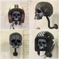 AliExpress NONE Creative Wall Mounted Helmet Hanger - Skull Design for Motorcycle, Bicycle, and Coat Storage