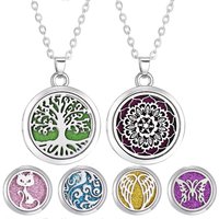 Tree of Life Aromatherapy Necklace Perfume Essential Oil Diffuser Alloy Stainless Steel Locket Pendant Aroma Diffuser Necklace