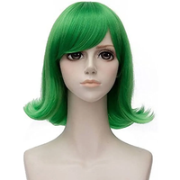 Movie Inside Out Disgust Cosplay Wigs Green Short Curly Heat Resistant Synthetic Hair Wig