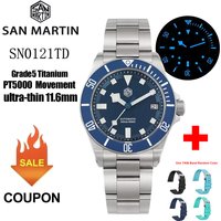 San Martin Grade5 Titanium Watch SN0121TD PT5000/ST2130 Automatic Movement Watch 300M Waterproof Adjustable Clasp Wristwatch image 4