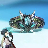 Game Genshin Impact Xiao Cosplay Ring Bane of All Evil Yaksha's Mask Unisex Design Rings Accessories Jewelry Gifts