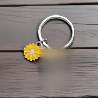 Sunshine Daisy Sunflower Pendant Titanium Plate Keychain For Parent Teacher Friend Gifts DIY Thank you Laser Words Engraving