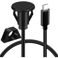 Small Circle Port USB 3.0 Type-C Male To Female Flush Panel Mount Extension Data Cable for Car Truck Boat Motorcycle Dashboard
