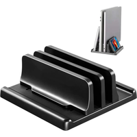 Dual-Slot Vertical Laptop Stand Holder Adjustable Double Desktop Notebook Dock Space-Saving for MacBook HP Dell Chrome Book iPad