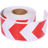 10CM*10M White-Red Arrow Adhesive Reflective Warning Tapes Waterproof Concipucious Traffic Safety Warning Reflectors For Things