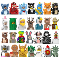 Single Cartoon Animal Otter Sika Dragon Deer Unicorn Rabbit Girl Brick Figures Head Accessories Building Blocks toys