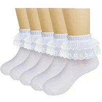 2025 New Lolita Lace Princess Socks Kids Girl Baby Cotton Lace Edge Soft and Comfortable Thick Elastic White Latin Dance Socks