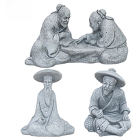 Miniature Old Fisherman Play Chess Sand Stones Figurine Aquarium Ornaments Fairy Garden Bonsai Rockery Lanscape Room Decoration